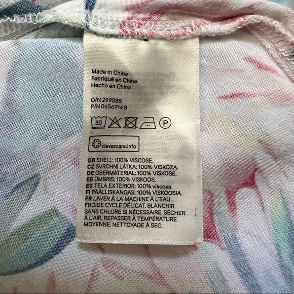 H&M Womens Dress Size 4 White Floral Ruffle Sleeve Viscose Tropical - Picture 8 of 8